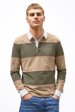 Colour Block Woven Collar L/S Polo Shirt