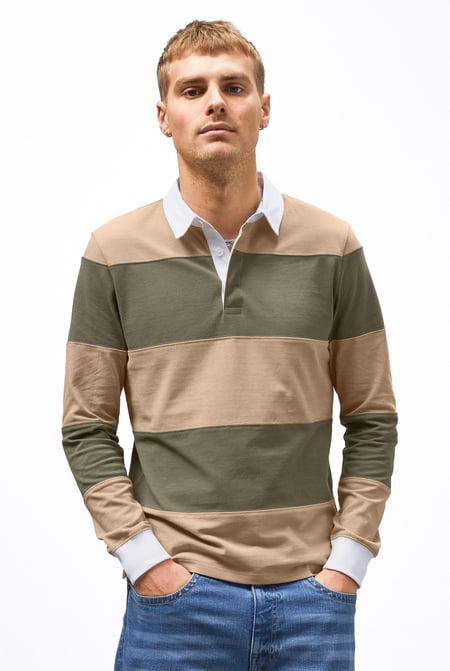 Yellow Colour Block Woven Collar L/S Polo Shirt