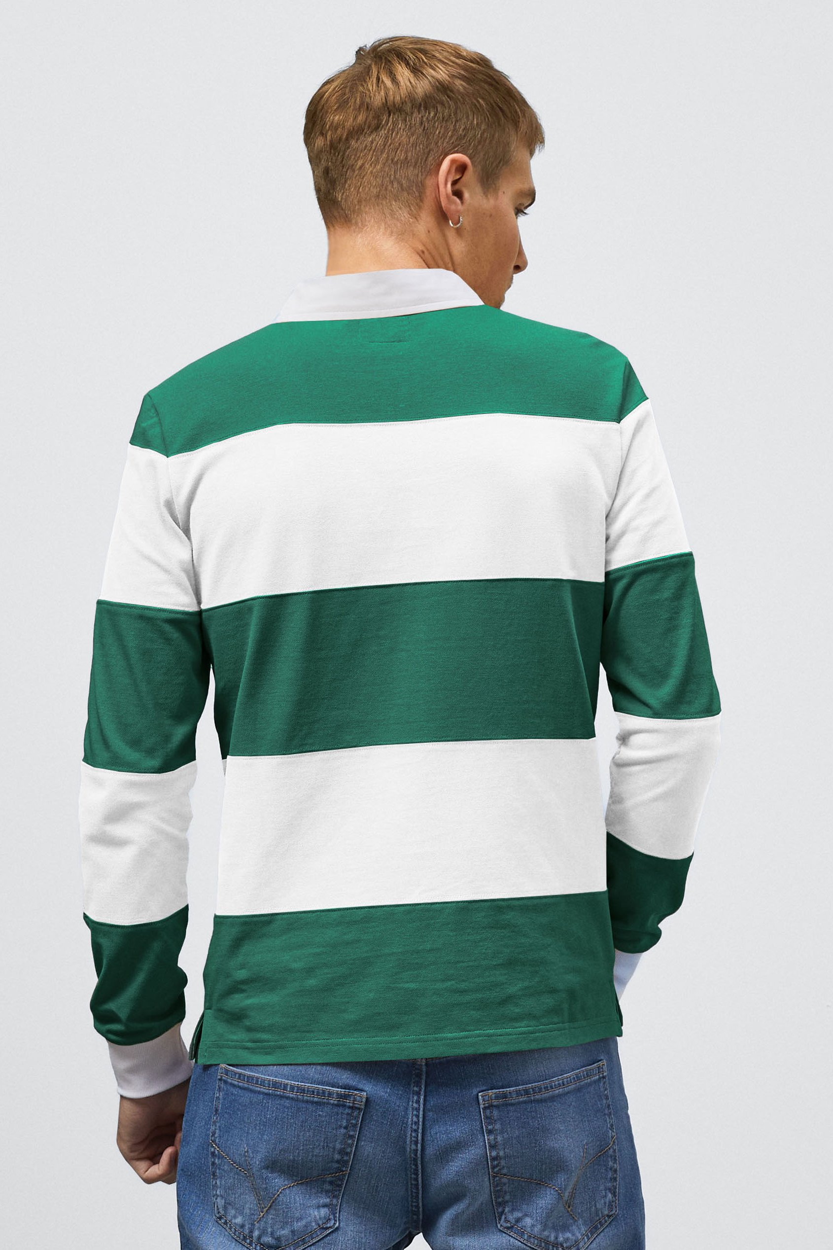 Colour Block Woven Collar L/S Polo Shirt