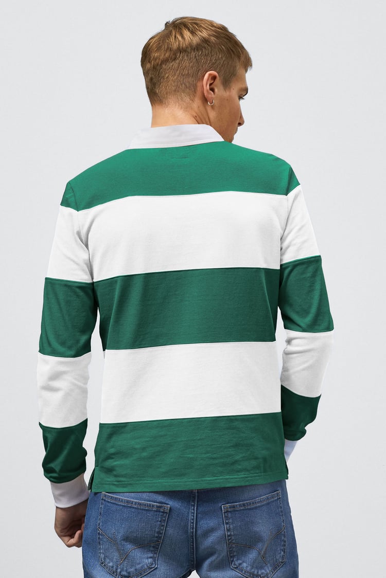 Colour Block Woven Collar L/S Polo Shirt