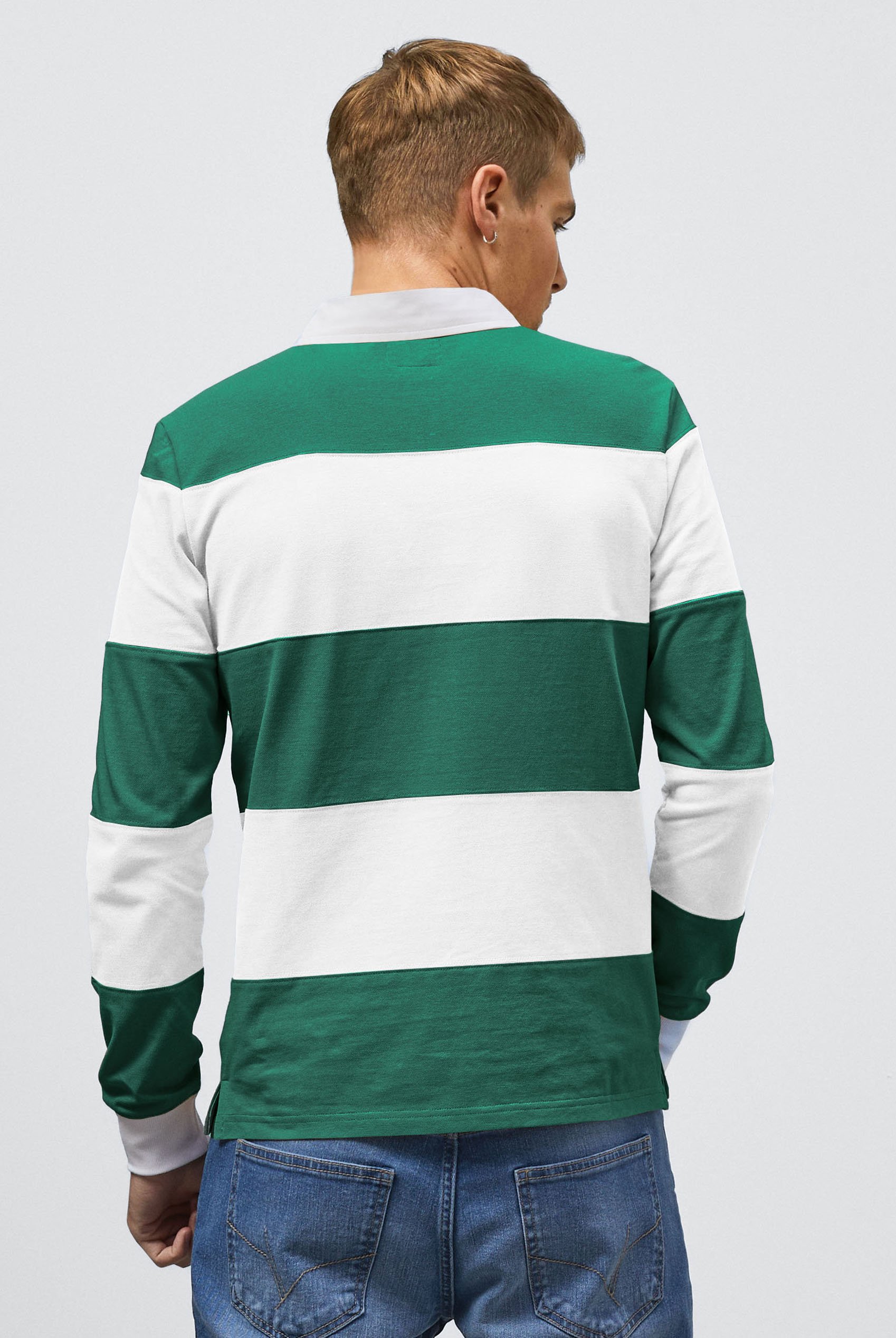 Colour Block Woven Collar L/S Polo Shirt