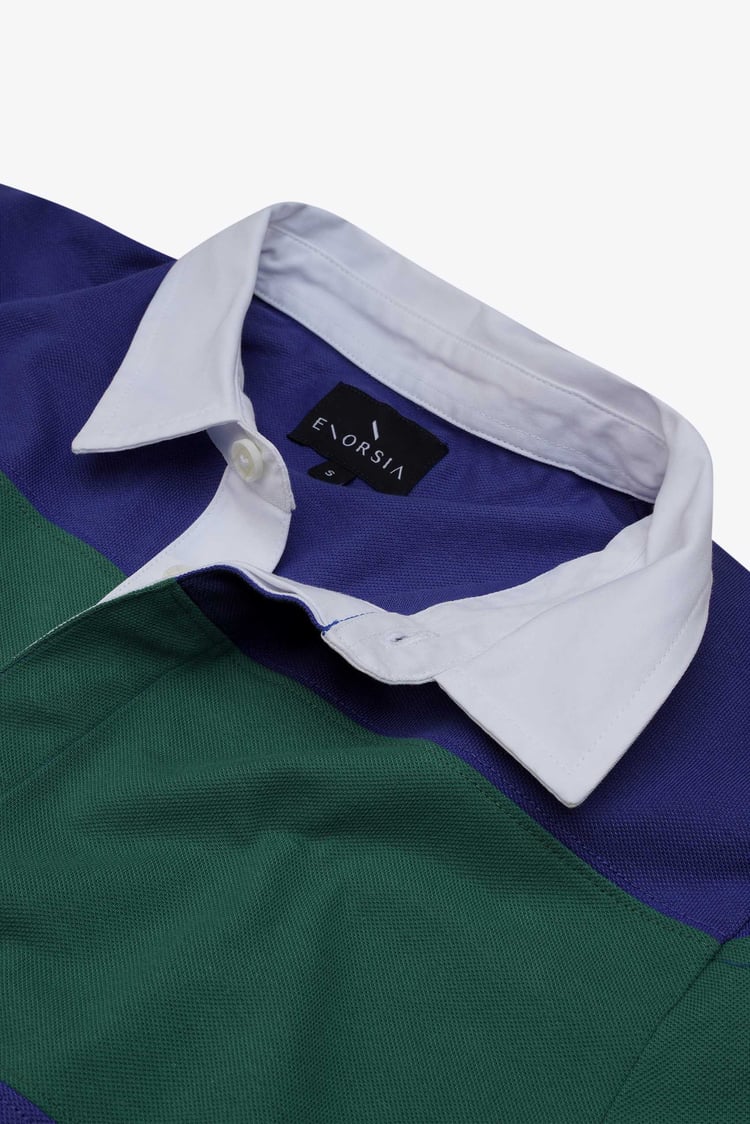 Colour Block Woven Collar L/S Polo Shirt