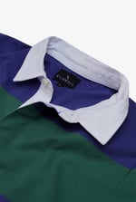 Colour Block Woven Collar L/S Polo Shirt