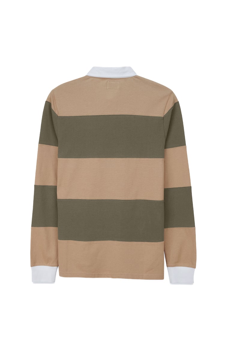 Colour Block Woven Collar L/S Polo Shirt