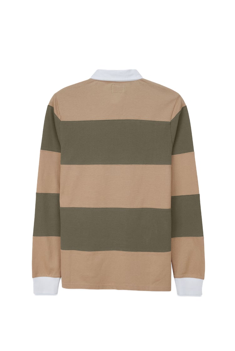 Colour Block Woven Collar L/S Polo Shirt