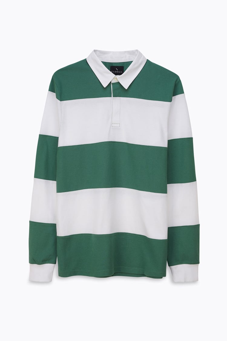 Colour Block Woven Collar L/S Polo Shirt