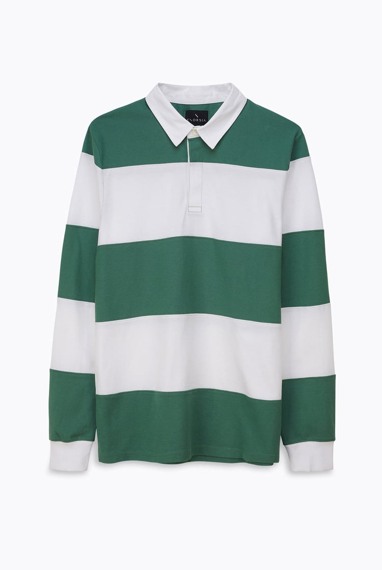 Colour Block Woven Collar L/S Polo Shirt