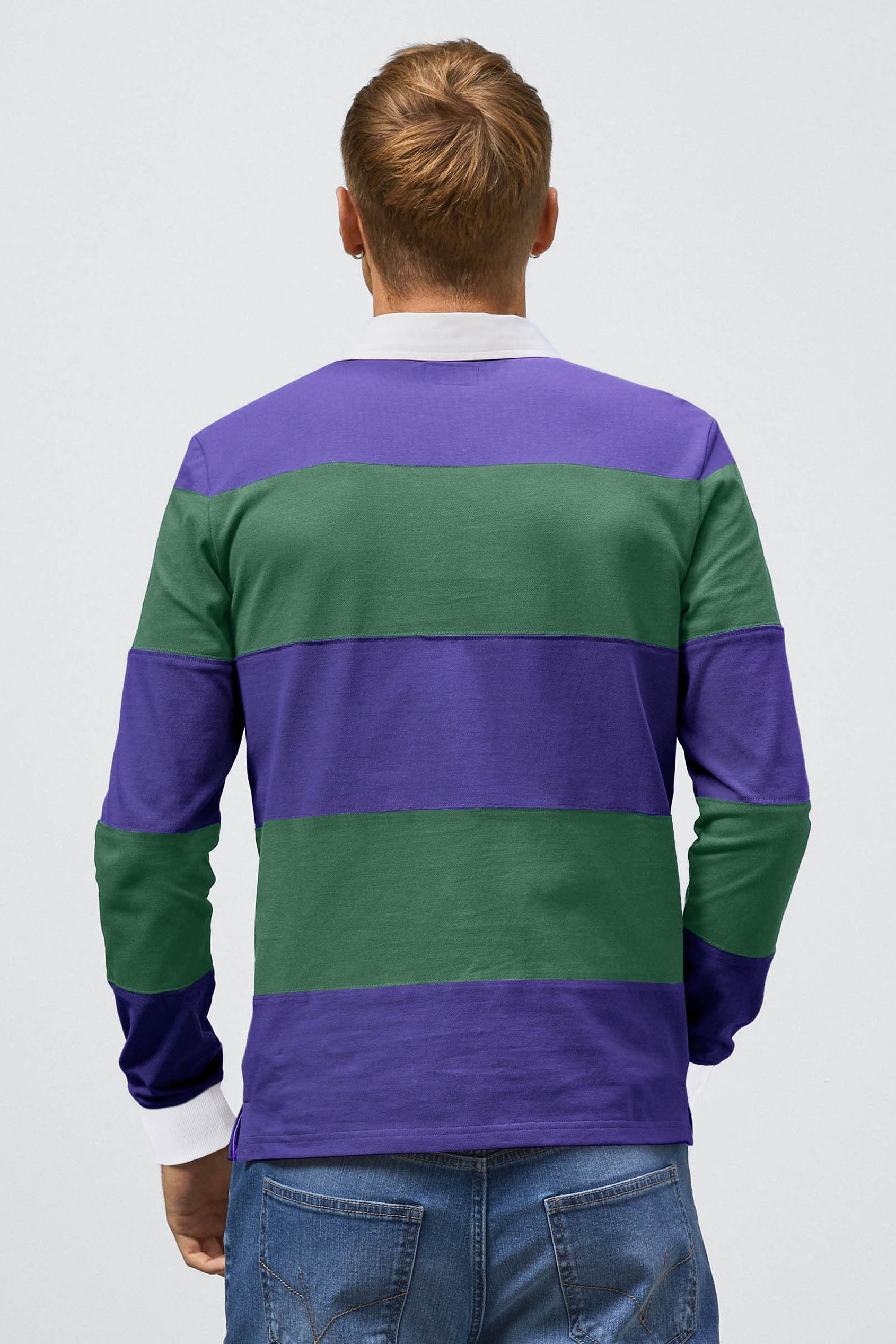 Colour Block Woven Collar L/S Polo Shirt
