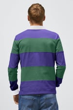 Colour Block Woven Collar L/S Polo Shirt