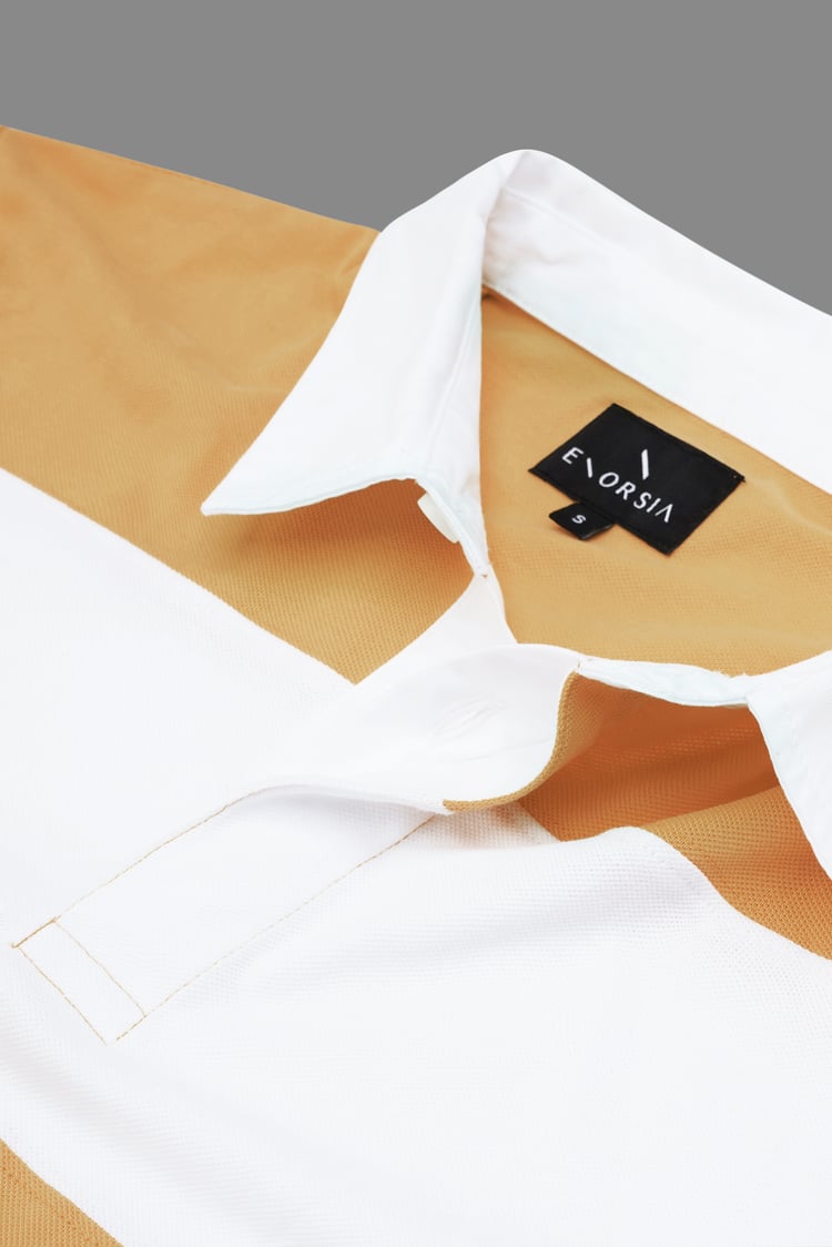 Colour Block Woven Collar L/S Polo Shirt