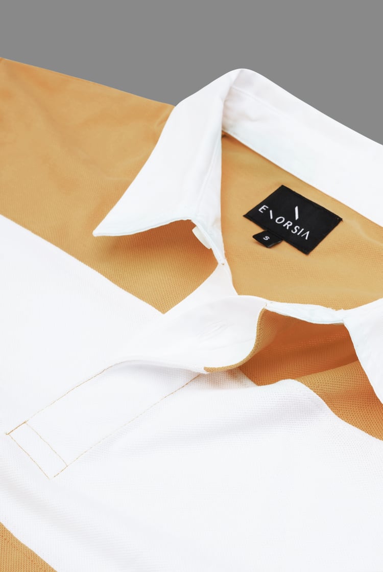 Colour Block Woven Collar L/S Polo Shirt