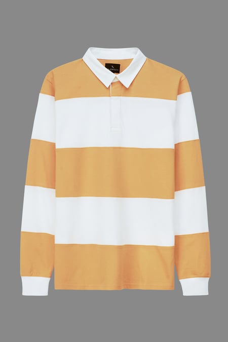 Yellow Colour Block Woven Collar L/S Polo Shirt