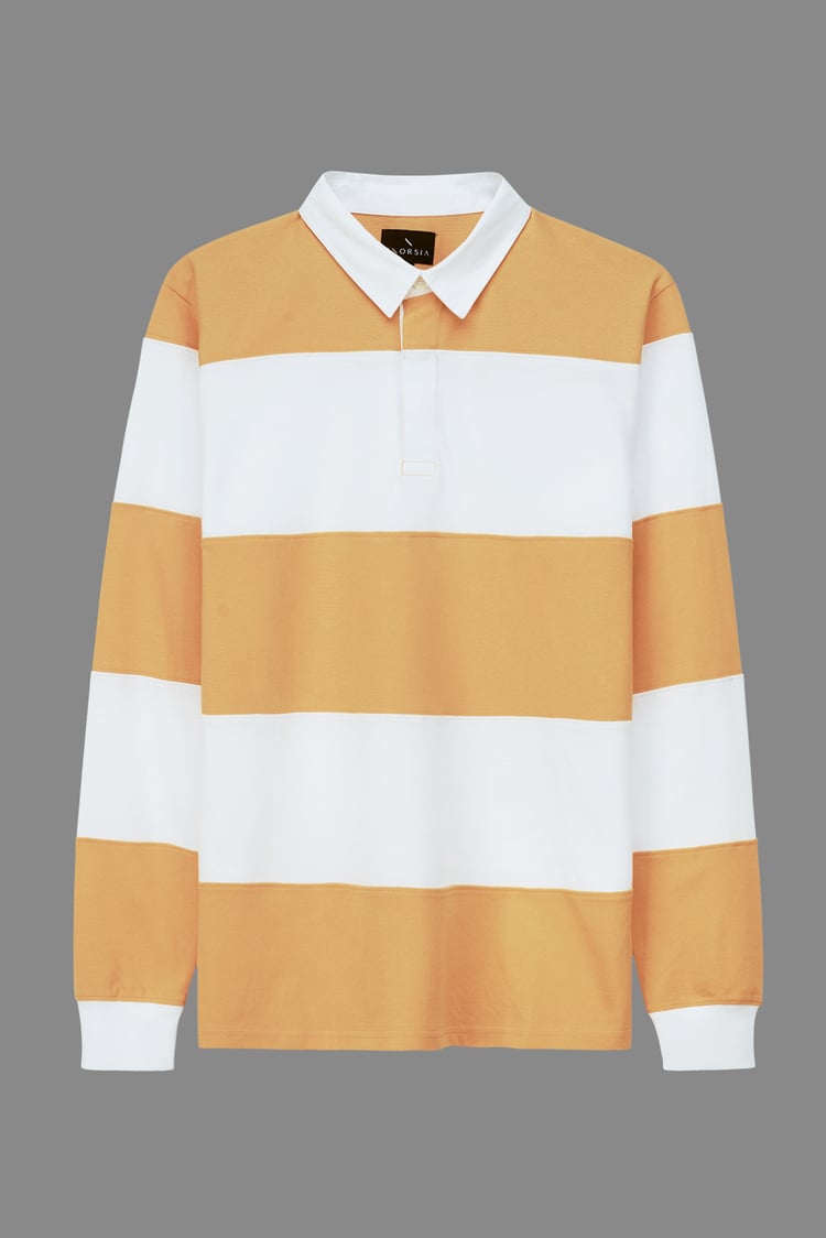Colour Block Woven Collar L/S Polo Shirt