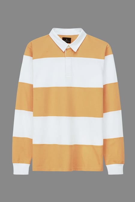 Yellow Colour Block Woven Collar L/S Polo Shirt