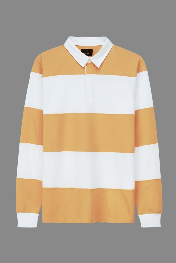 Colour Block Woven Collar L/S Polo Shirt