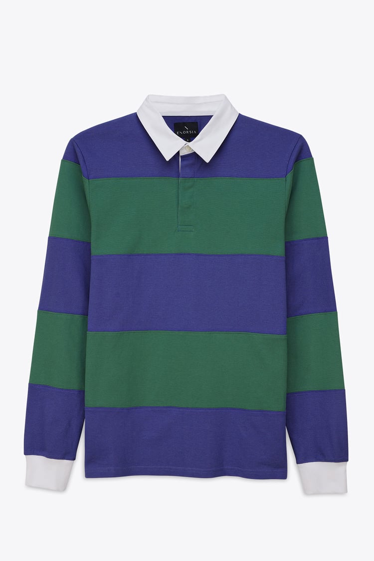 Colour Block Woven Collar L/S Polo Shirt