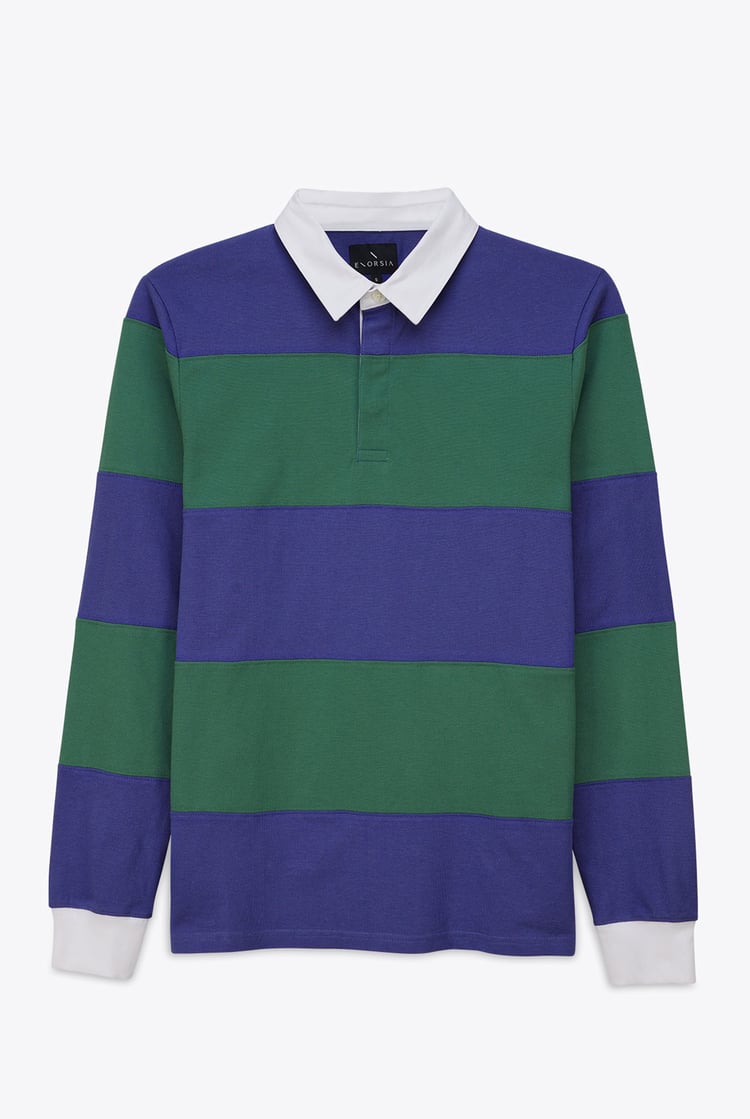 Colour Block Woven Collar L/S Polo Shirt