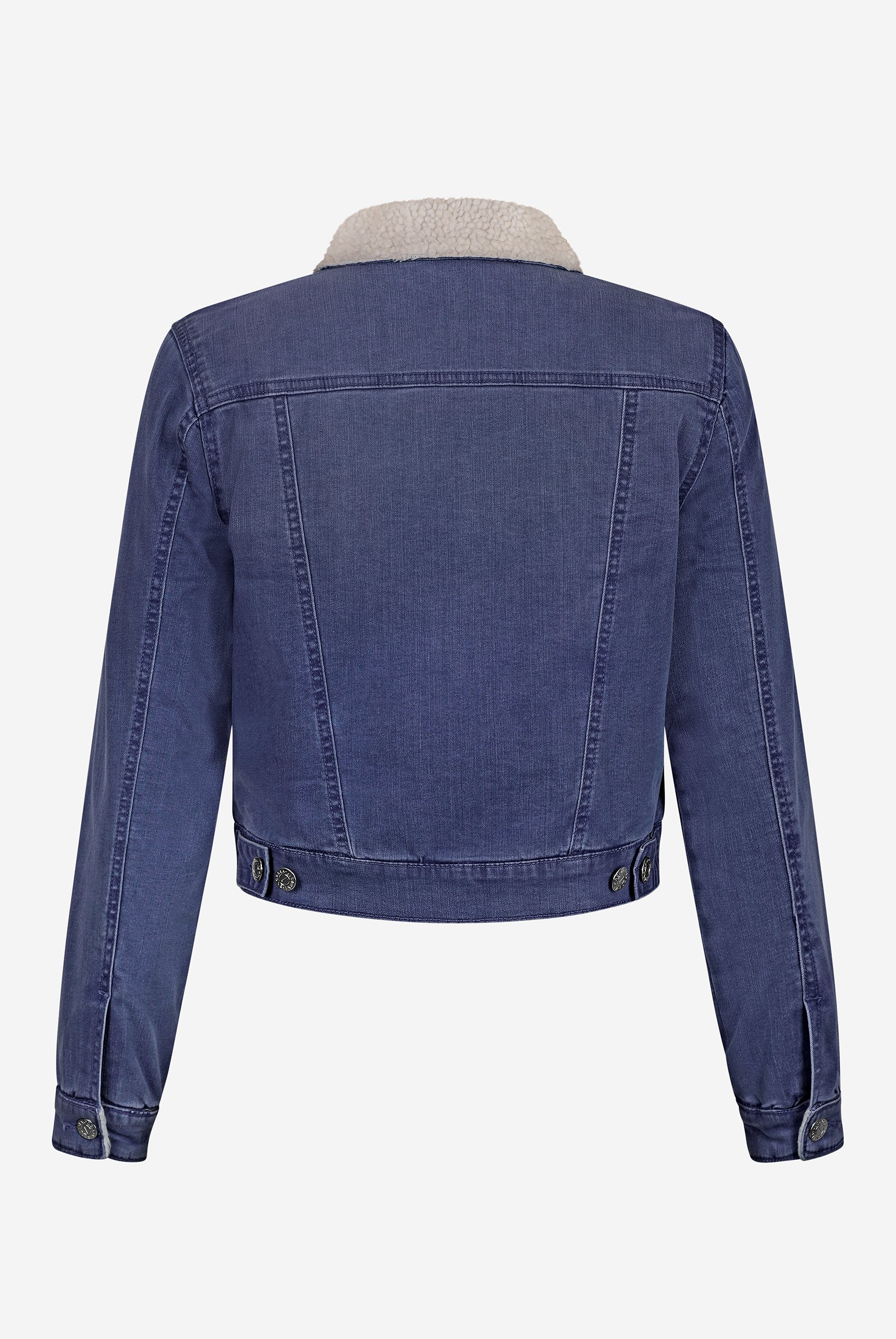 Borg Collar Cropped Denim Jacket