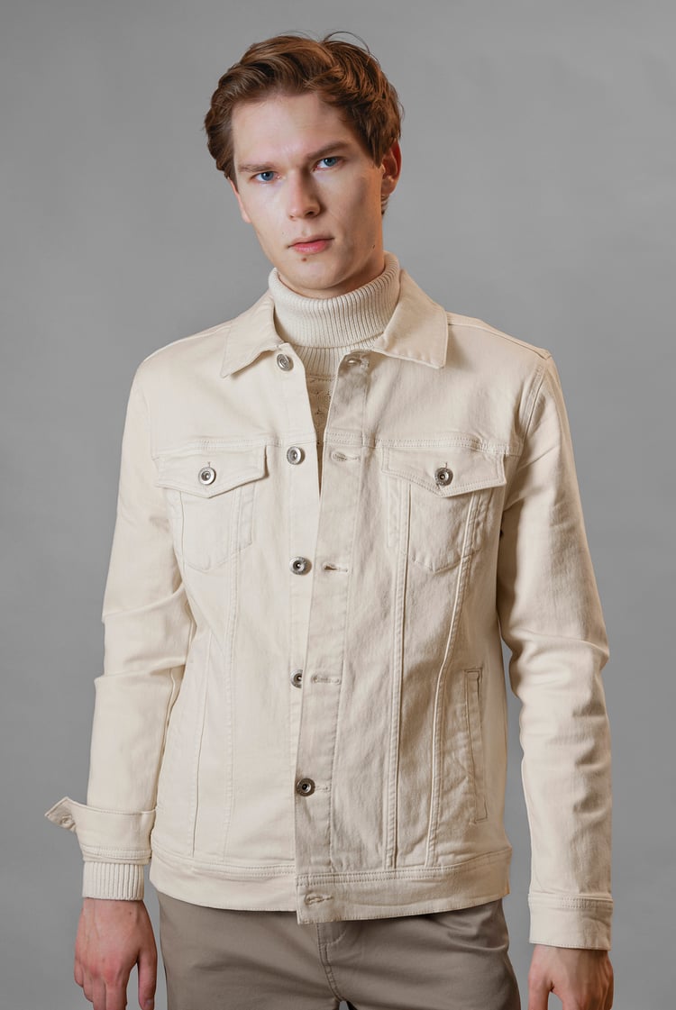 Men's Ecru White Denim Jacket