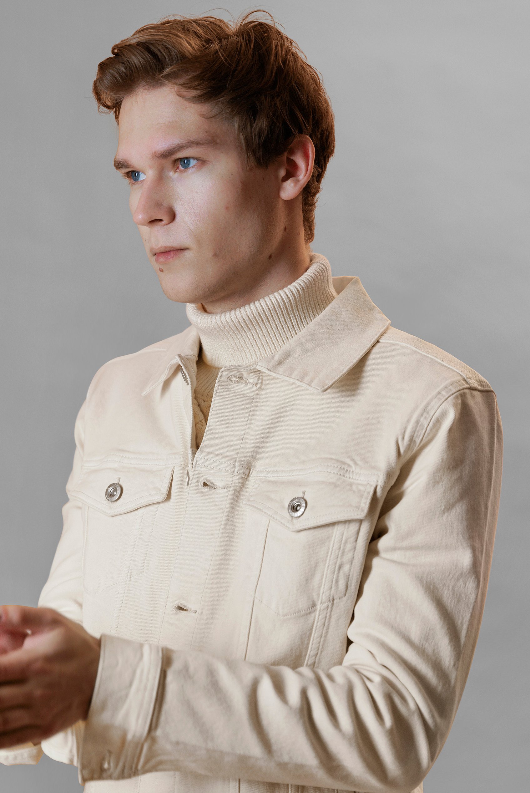Men's Ecru White Denim Jacket