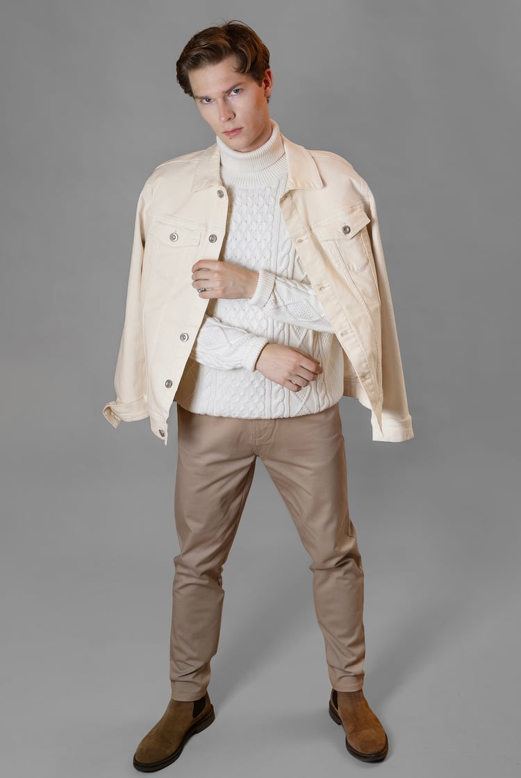 Men's Ecru White Denim Jacket