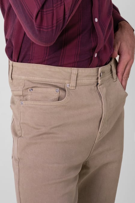 Mens Khaki Slim Fit Coloured Denim