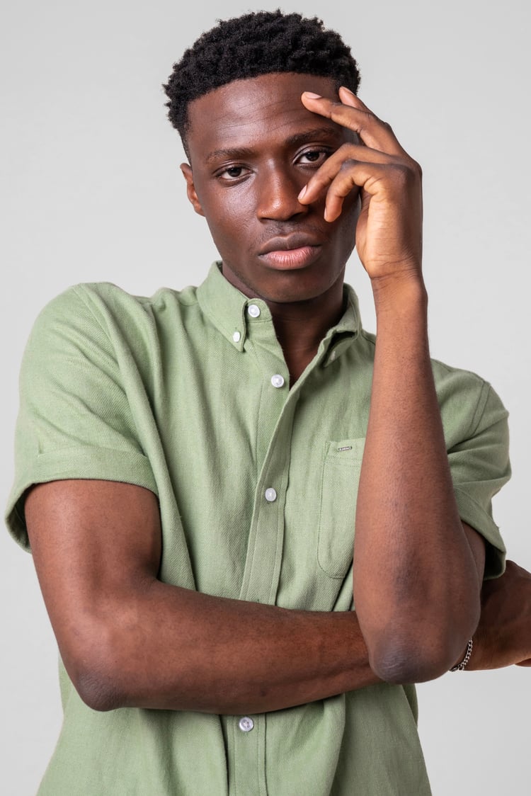 Mens Cotton Linen Roll-Up Sleeve Shirt