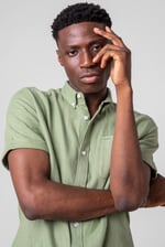 Mens Cotton Linen Roll-Up Sleeve Shirt