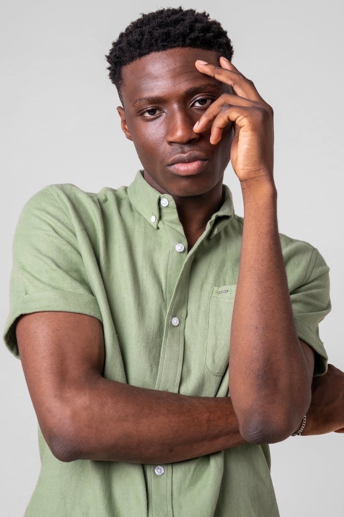 Mens Cotton Linen Roll-Up Sleeve Shirt