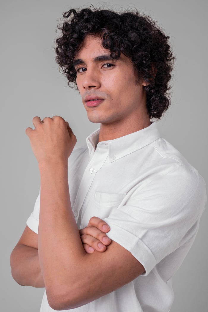 Mens Cotton Linen Roll-Up Sleeve Shirt