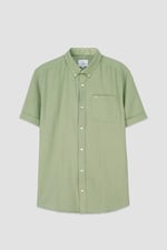 Mens Cotton Linen Roll-Up Sleeve Shirt