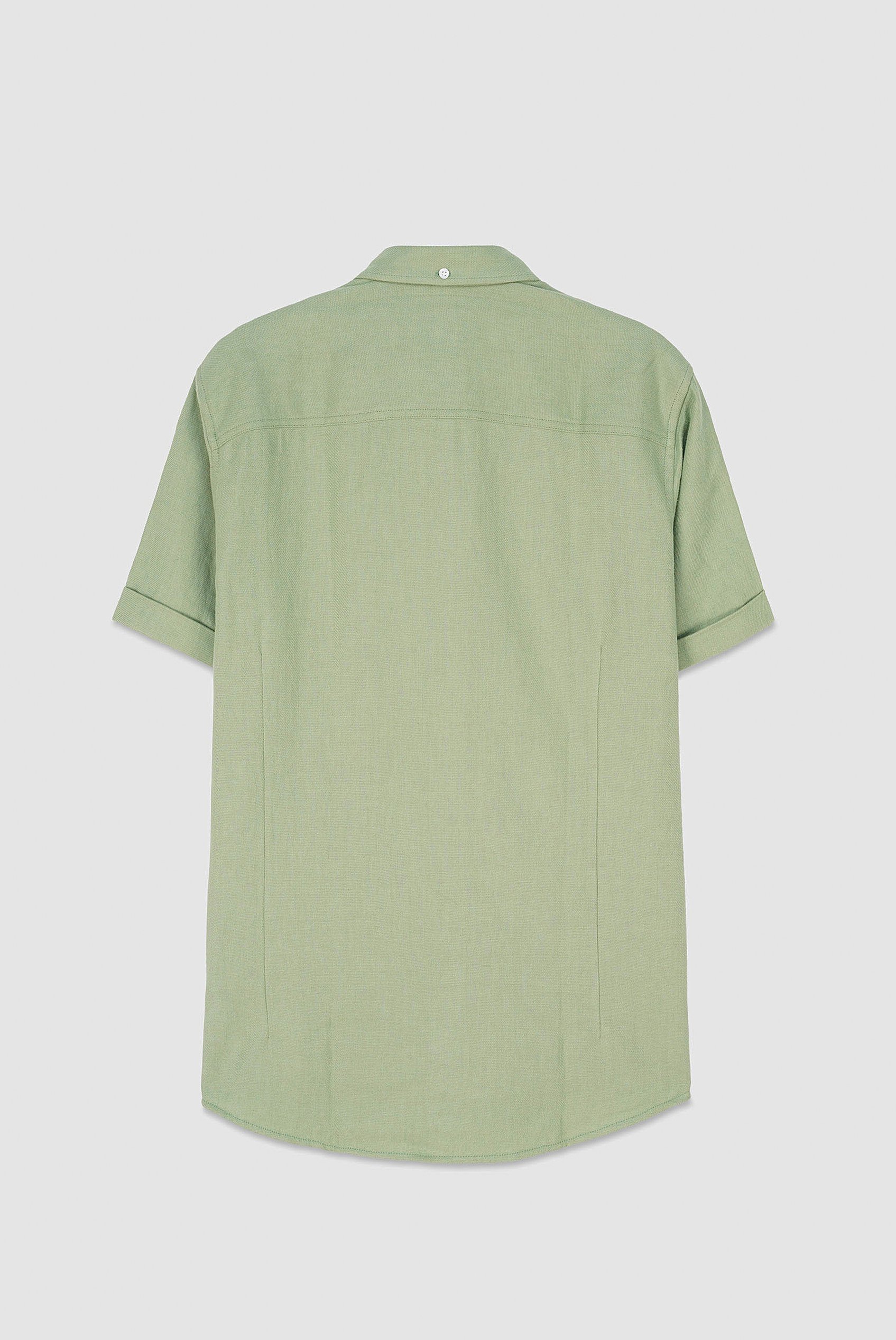 Mens Cotton Linen Roll-Up Sleeve Shirt
