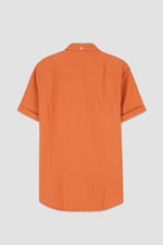 Mens Cotton Linen Roll-Up Sleeve Shirt