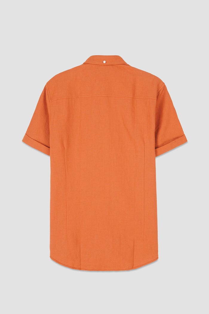 Mens Cotton Linen Roll-Up Sleeve Shirt