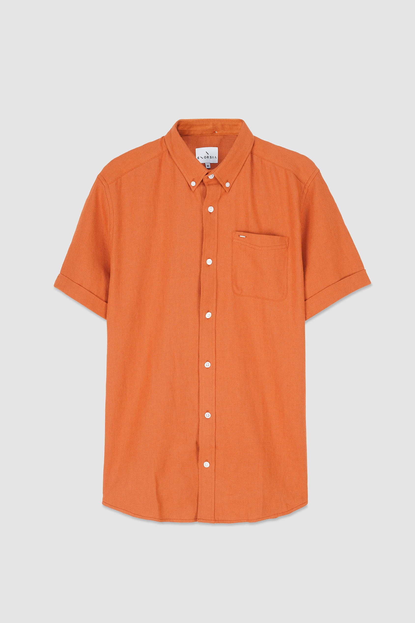 Mens Cotton Linen Roll-Up Sleeve Shirt