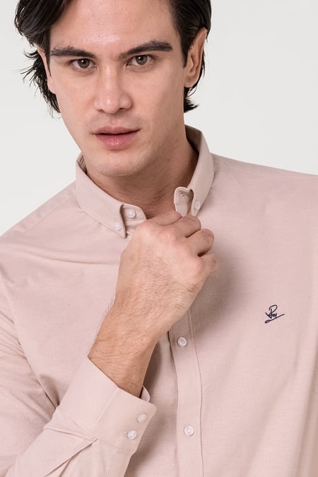 Mens Pink Long Sleeve Casual Shirt