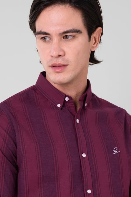 Mens Red Stripe Long Sleeve Shirt