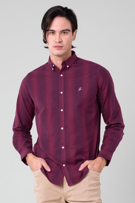 Mens Red Stripe Long Sleeve Shirt