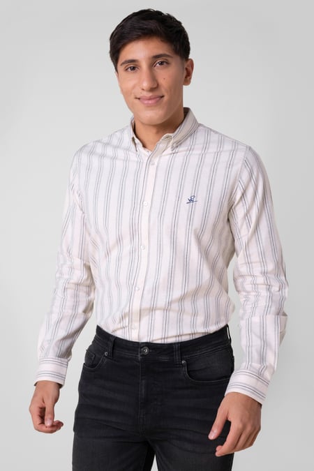 Mens Red Stripe Long Sleeve Shirt