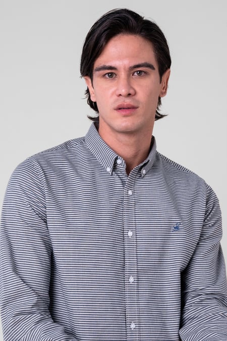 Mens Silver Classic Regular Fit Check Shirt