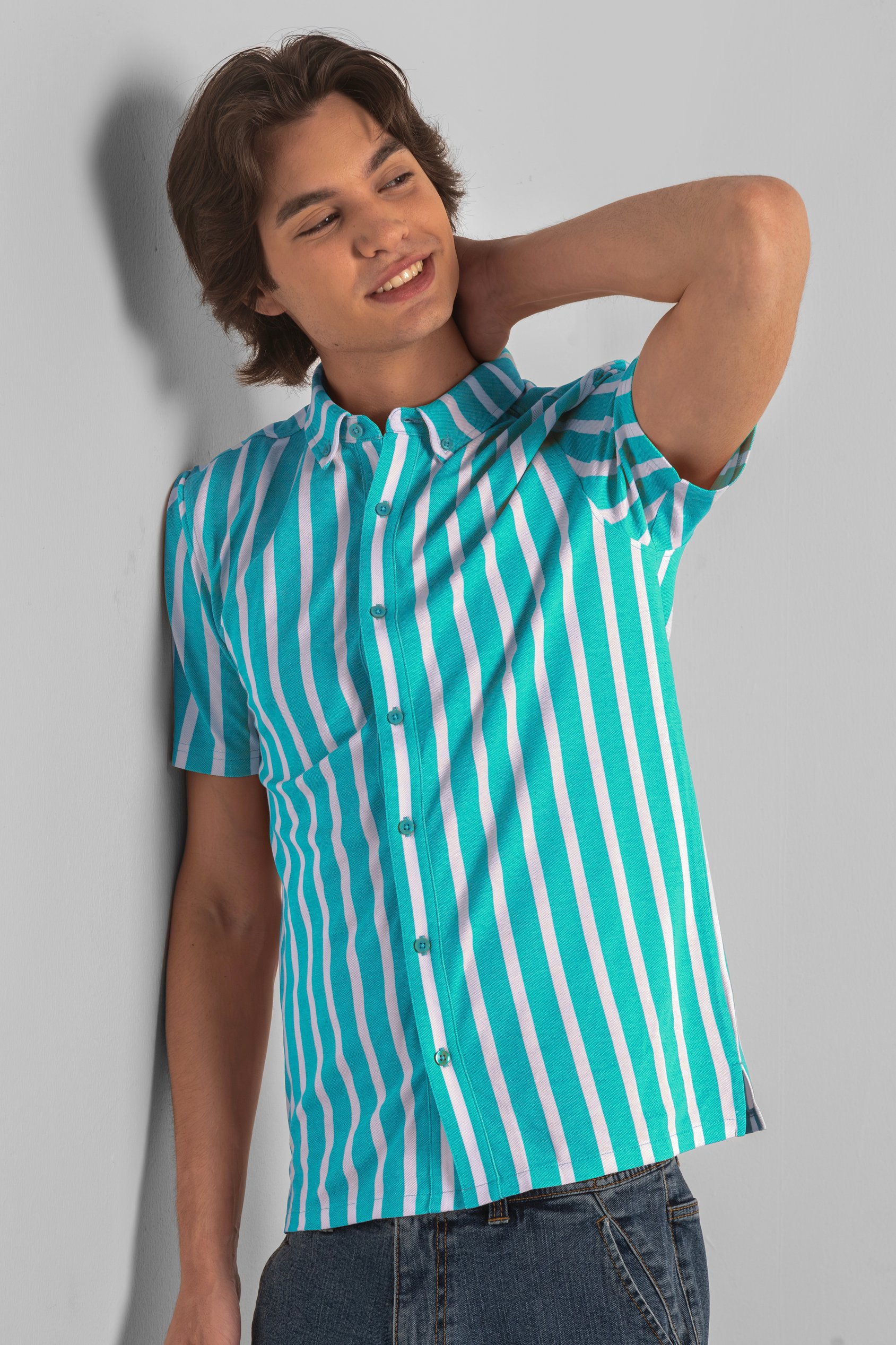 Short Sleeve Stripe Jersey Shirt