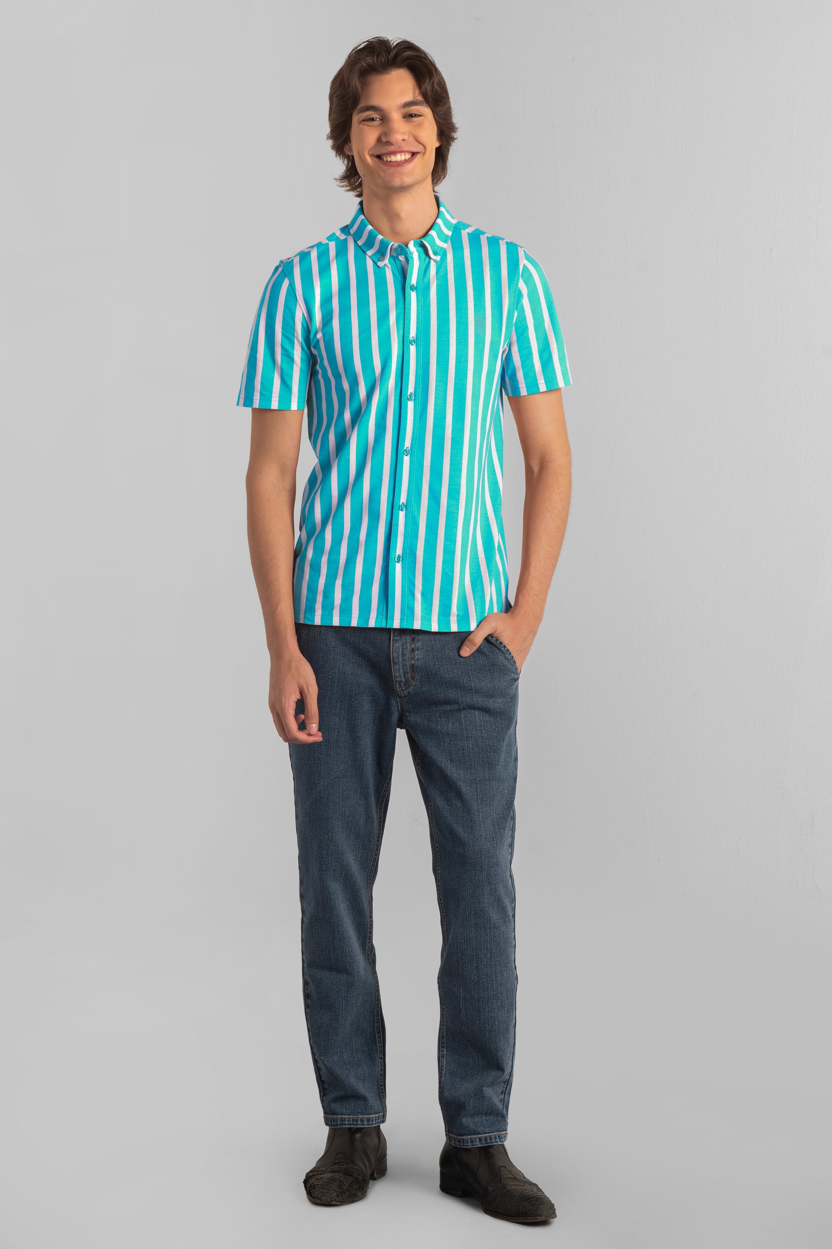 Short Sleeve Stripe Jersey Shirt