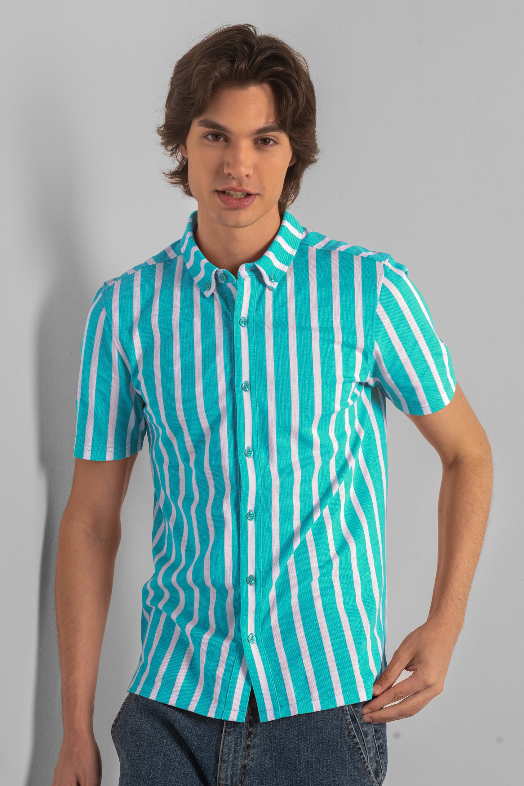 Short Sleeve Stripe Jersey Shirt