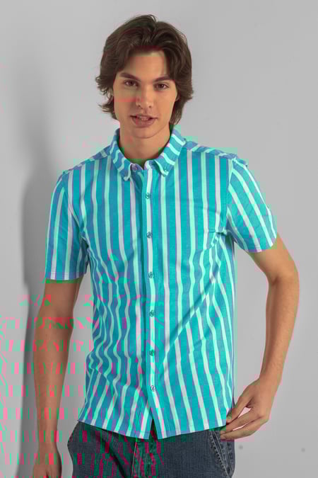 Yellow Short Sleeve Stripe Jersey Shirt