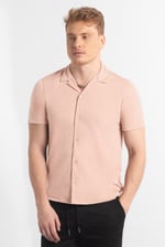 Mens Revere Collar Short Sleeve Jersey Shirt
