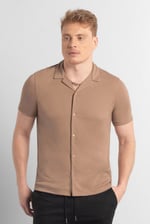 Mens Revere Collar Short Sleeve Jersey Shirt