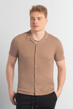 Mens Revere Collar Short Sleeve Jersey Shirt