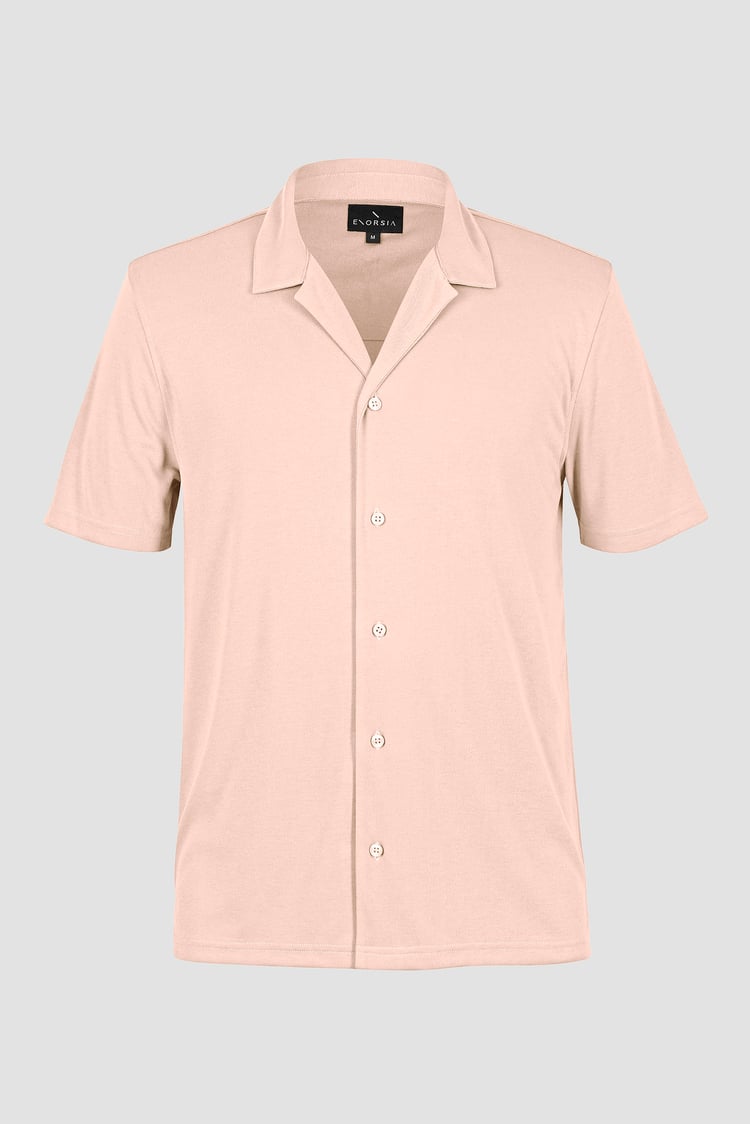 Mens Revere Collar Short Sleeve Jersey Shirt