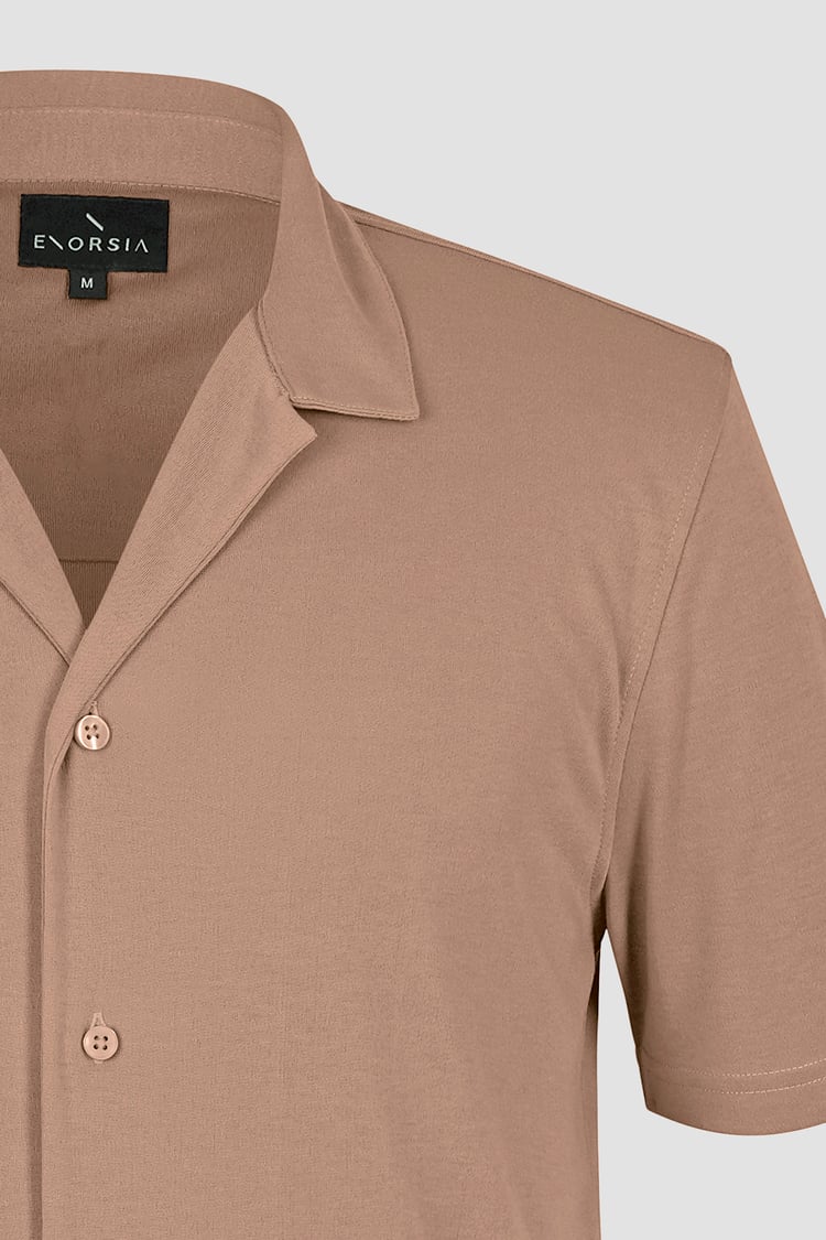 Mens Revere Collar Short Sleeve Jersey Shirt