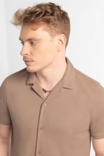 Mens Revere Collar Short Sleeve Jersey Shirt